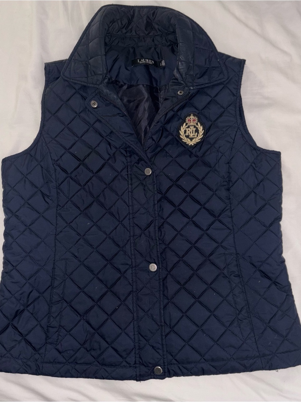 Ralph Lauren Navy Quilted Crest Vest